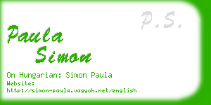 paula simon business card